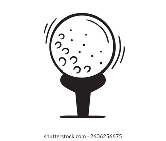 golf ball icon doodle hand drawn. Outline drawing golf ball line clipart symbol. Vector illustration