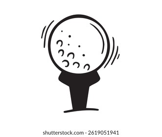 golf ball icon doodle hand drawn. Outline drawing golf ball line clipart symbol. Vector illustration