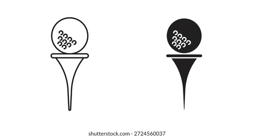 Ícone de bola de golfe no estilo rabiscar e traçar.