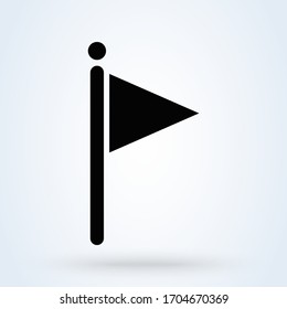 Golf ball icon and flag symbol. vector illustration