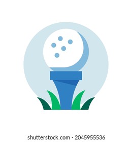 Golf ball icon in flat design. Driving range symbol.