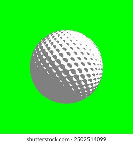 Icono de la pelota de golf, icono aislado gris y blanco sobre fondo verde