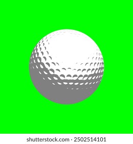 Icono de la pelota de golf, icono aislado gris y blanco sobre fondo verde