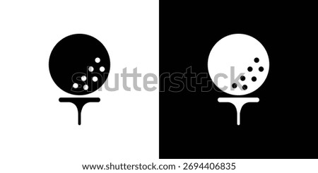 Golf ball icon illustration element design. black glyph icons