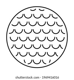 Golf ball icon isolated in black on a white background. Hand drawn element, vector illustration.