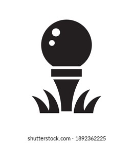 Golf ball icon in outline design. Driving range symbol.