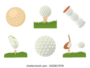 Golf ball icon set. Cartoon set of golf ball vector icons for web design isolated on white background