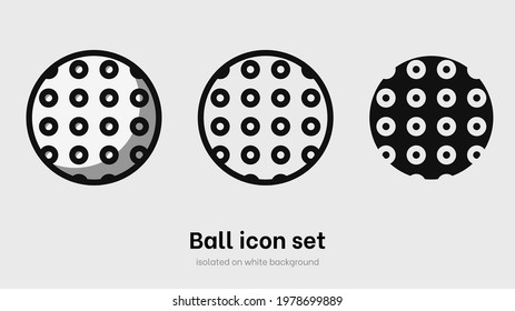 Golf ball icon set. Set of golf ball for sport, activity and game. Ball pictogram isolated on white background. Sport equipment. Vector illustration