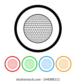 Golf Ball Icon Vector with Four Color Variations
