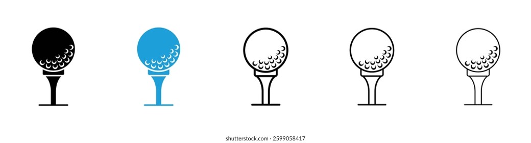 Golf ball icons vector illustrations in black and blue colors for web and ui designs