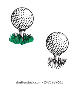 golf ball isolated on white background. Drawing with line art style. Easy to edit. Vector illustration