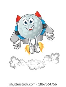 golf ball with jetpack mascot. cartoon vector