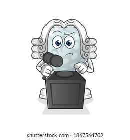 golf ball judge holds gavel illustration. character vector