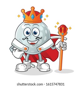 golf ball king with crown and robe cartoon. cartoon mascot vector