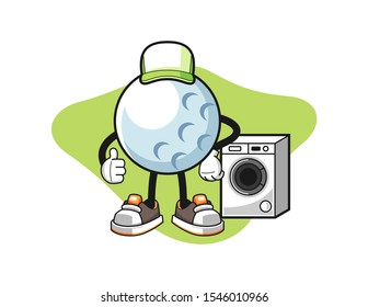 Golf ball laundry man cartoon. Mascot Character vector.