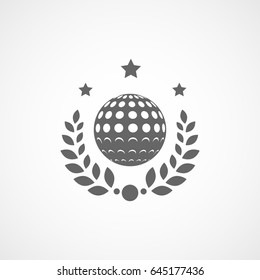Golf Ball With Laurel Wreath Flat Icon On White Background