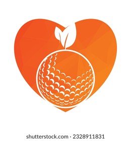 Golf ball and leaf logo inside a shape of circle vector illustration