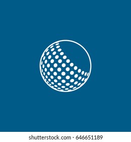Golf Ball Line Icon On Blue Background
