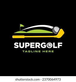 Golf Ball Logo Design Illustration on Black Background suitable for Game, Sport or Club Logo Design, Illustration, Vector 