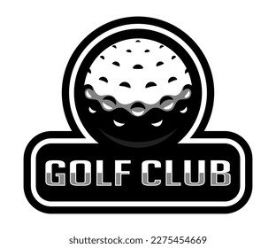 Golf ball logo. Sport games. Sporting equipment. Emblem, badge.