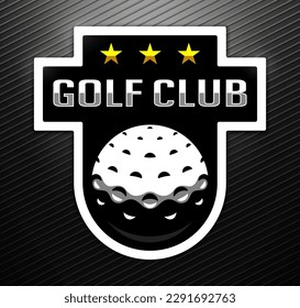 Golf ball logo. Sport games. Sporting equipment. Emblem, badge.
