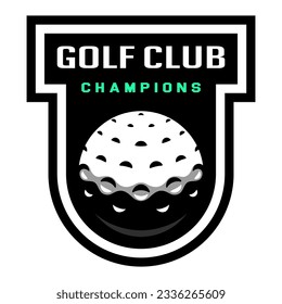 Golf ball logo. Sport games. Sporting equipment. Emblem, badge.