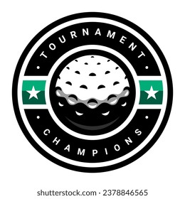 Golf ball logo. Sport games. Sporting equipment. Emblem, badge.