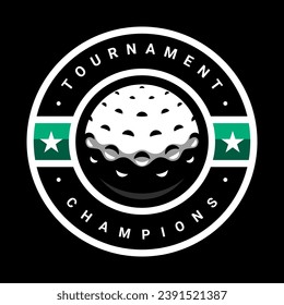 Golf ball logo. Sport games. Sporting equipment. Emblem, badge.