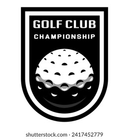 Golf ball logo. Sport games. Sporting equipment. Emblem, badge.