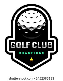 Golf ball logo. Sport games. Sporting equipment. Emblem, badge.