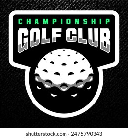 Golf ball logo. Sport games. Sporting equipment. Emblem, badge.