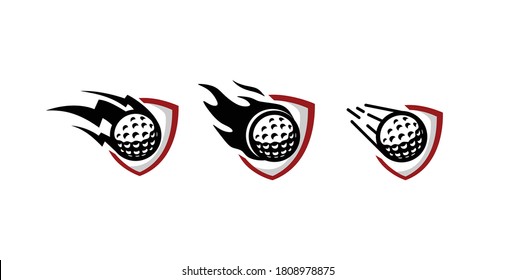 Golf ball logo vector for sport and recreation activity. Icon for brand of golfer club brand design illustration. Equipment and tools seller & supplier. Apply to web site, social media, UI App, shirt