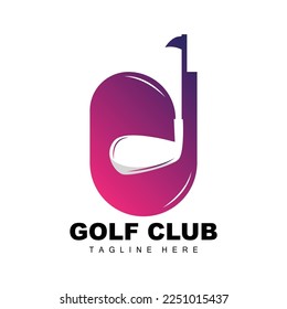 Golf Ball Logo, Vector Stick Golf. Outdoor Sports Game, Discipline Design, Icon Template