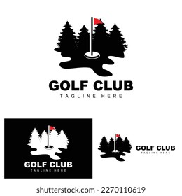 Golf Ball Logo, Vector Stick Golf. Outdoor Sports Game, Discipline Design, Icon Template