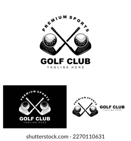 Golf Ball Logo, Vector Stick Golf. Outdoor Sports Game, Discipline Design, Icon Template
