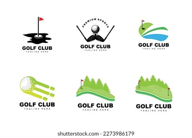 Golf Ball Logo, Vector Stick Golf. Outdoor Sports Game, Discipline Design, Icon Template