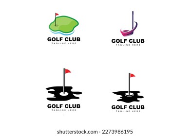 Golf Ball Logo, Vector Stick Golf. Outdoor Sports Game, Discipline Design, Icon Template