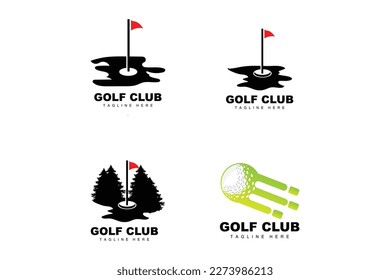 Golf Ball Logo, Vector Stick Golf. Outdoor Sports Game, Discipline Design, Icon Template