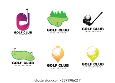 Golf Ball Logo, Vector Stick Golf. Outdoor Sports Game, Discipline Design, Icon Template