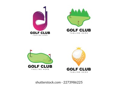 Logotipo de la pelota de golf, Vector Stick Golf. Juego deportivo al aire libre, diseño disciplinario, plantilla de iconos