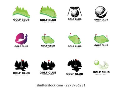 Golf Ball Logo, Vector Stick Golf. Outdoor Sports Game, Discipline Design, Icon Template
