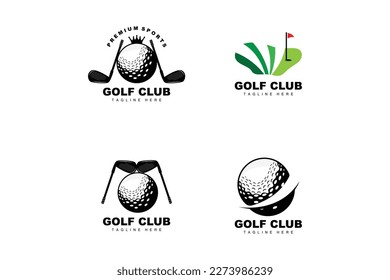 Golf Ball Logo, Vector Stick Golf. Outdoor Sports Game, Discipline Design, Icon Template