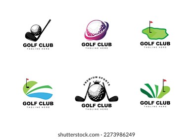 Golf Ball Logo, Vector Stick Golf. Outdoor Sports Game, Discipline Design, Icon Template