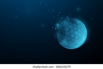 Golf ball. Low polygon line, triangles, and particle style design. Illustration vector