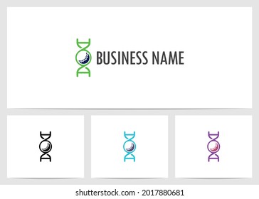 Golf Ball in der Mitte des DNA-Helix-Logo-Designs