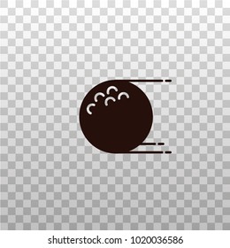 Golf ball with motion lines - black silhouette, icon, symbol, sign, pictogram, image on isolated transparent background. 