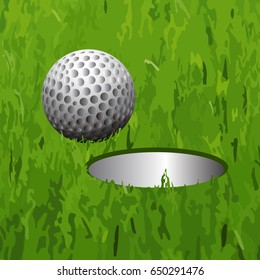Golf ball near a hole, Vector illustration