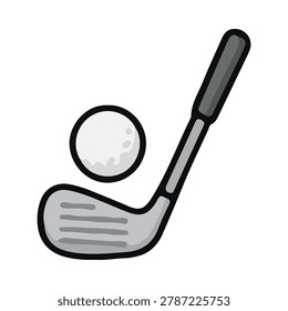 Golf ball next to golf club on a transparent background