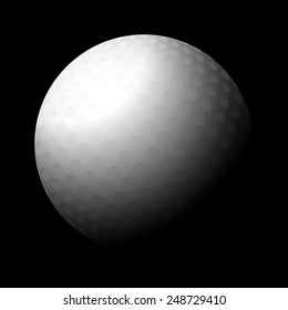Golf ball on a black background. Vector illustration.