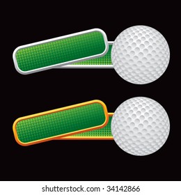 bola de golf en banners inclinados de colores